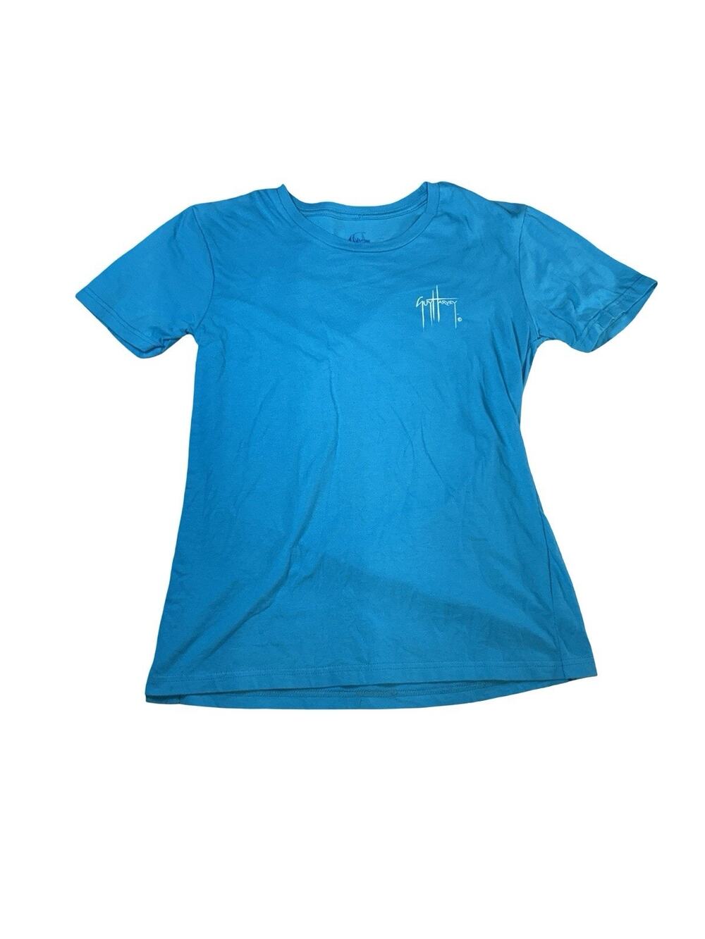 Guy Harvey Blue T Shirt Logo Graphic Short Sleeve Crew Neck Youth Medium